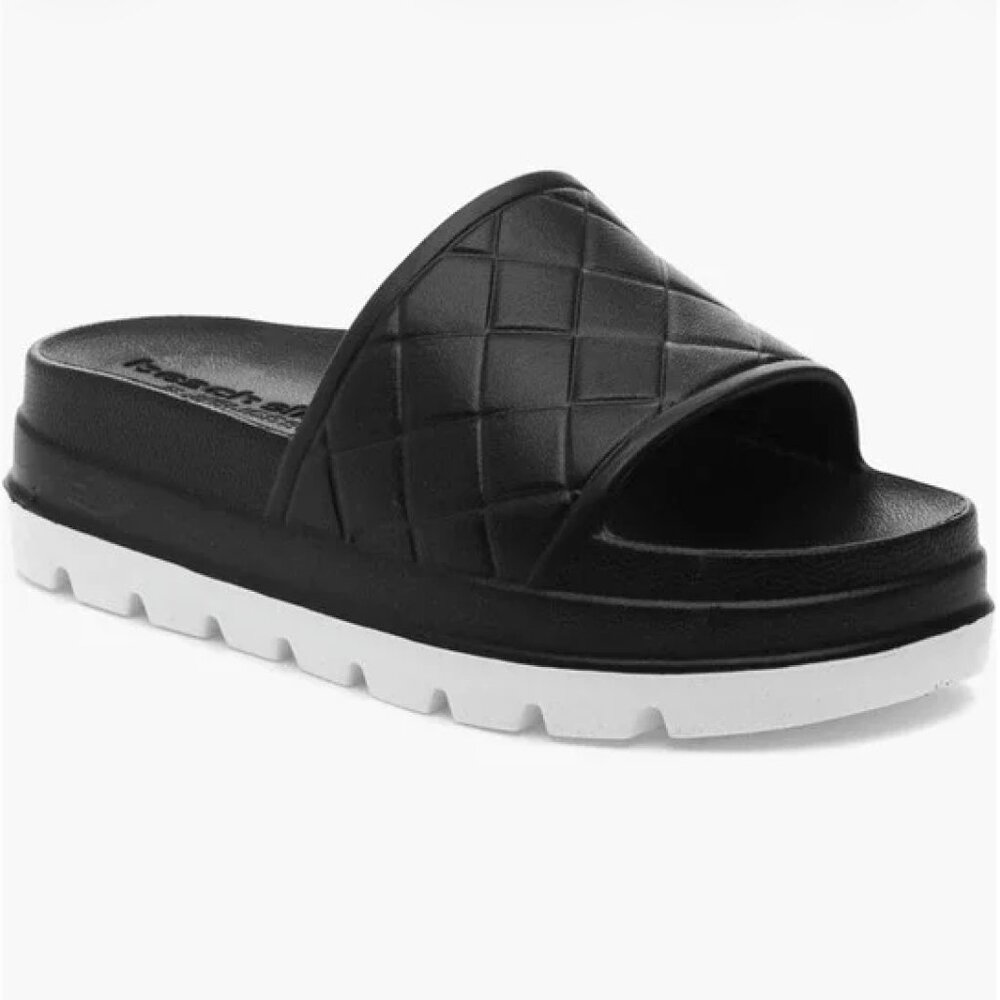 Beach Slides by J/SLIDES Sandals Black Women's Size 10 Beach Pool Resort Cruise